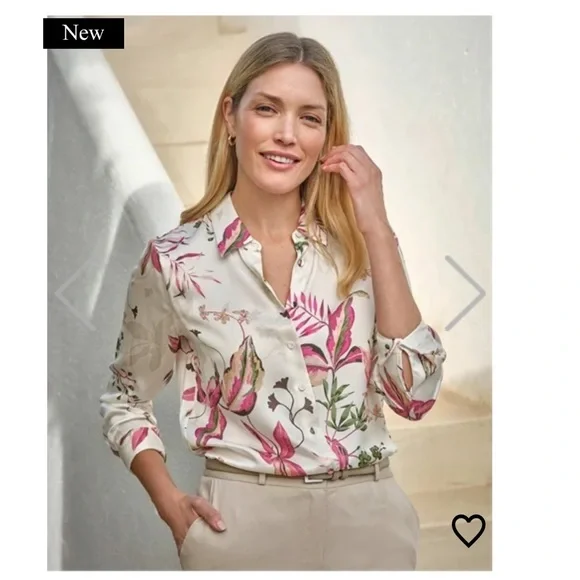 NWT Pure Collection Silk floral Long Sleeve Button Down Shirt - Picture 12 of 16